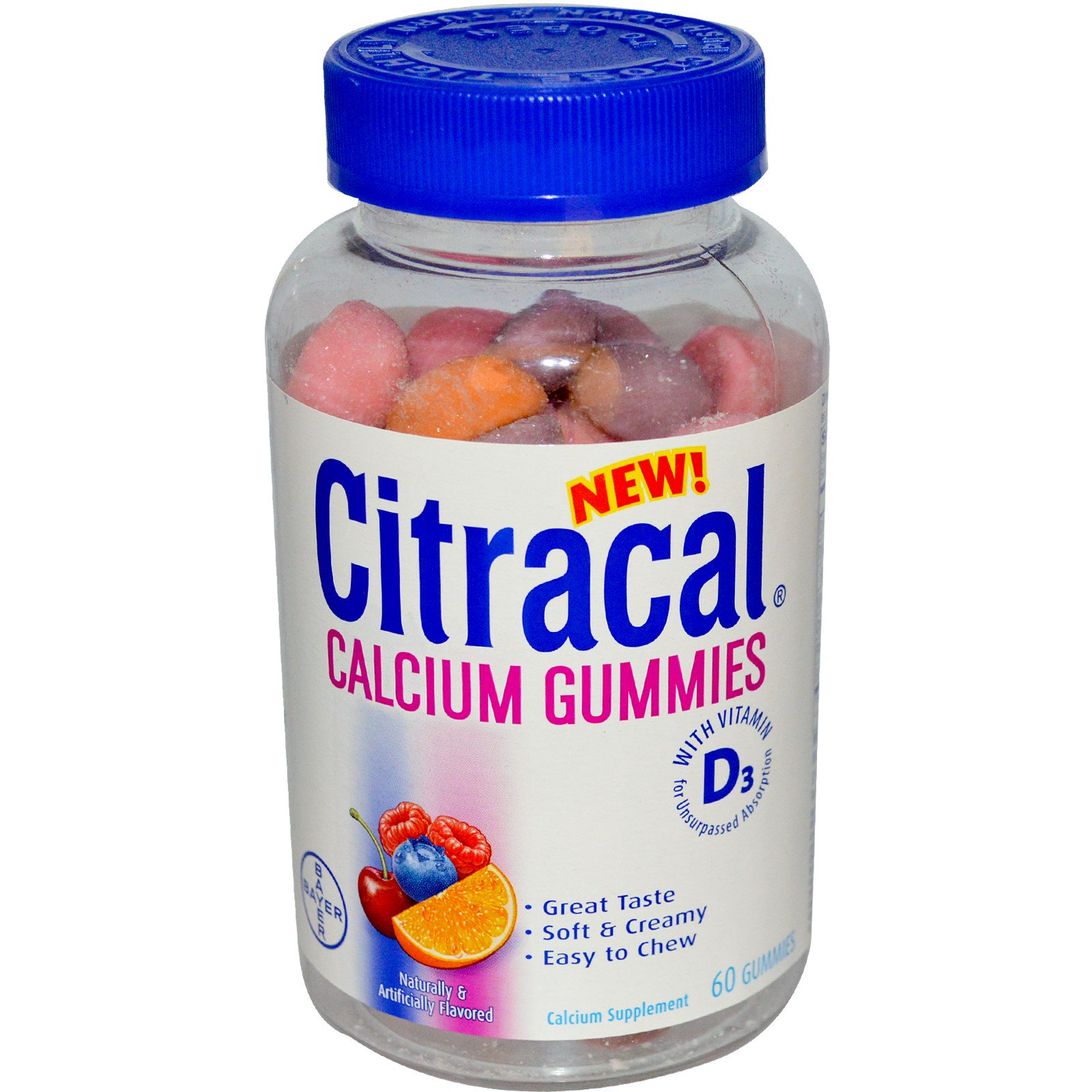 Citracal, Calcium Gummies, with Vitamin D3, Cherry, Orange & Berry, 60