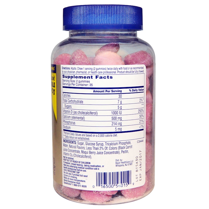 Citracal, Calcium Supplement + D3 Gummies, Natural Blueberry, Strawberry, and Watermelon, 70