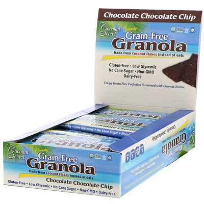 

Coconut Secret Crunchy Grain Free Granola Bar, Chocolate Chocolate Chip, 12 Bars, 1.2 oz (34 g) Each