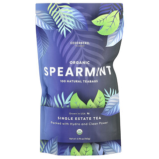Cederberg Tea Co, Biologische groene munt, cafeïnevrij, 100 natuurlijke theezakjes, 4,94 oz (140 g)