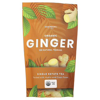 Cederberg Tea Co, Jengibre orgánico, Sin cafeína, 100 bolsitas de té natural, 220 g (7,76 oz)
