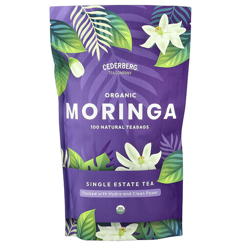 Cederberg Tea Co Single Estate Tea, Organic Moringa, Caffeine Free, 100 Natural Tea Bags, 7.05 oz (200 g)