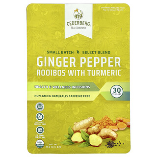 Cederberg Tea Co, Rooibos con jengibre y pimienta y cúrcuma, Sin cafeína, 75 g (2,6 oz)