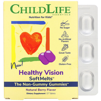 ChildLife Healthy Vision SoftMelts, натуральный ягодный вкус, 27 таблеток