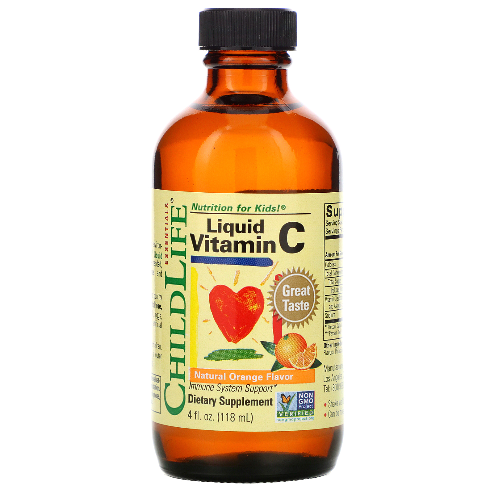 ChildLife, Essentials, Liquid Vitamin C, Natural Orange Flavor, 4 fl oz