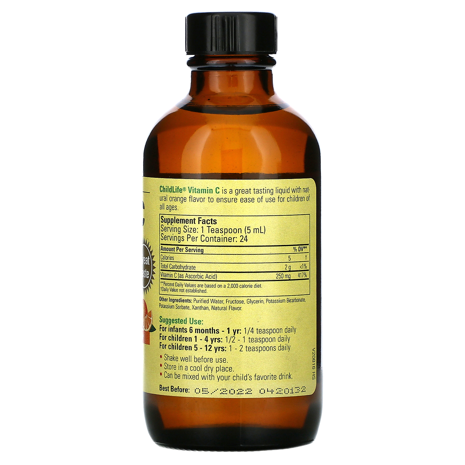 ChildLife, Essentials, Liquid Vitamin C, Natural Orange, 4 fl oz (118.5