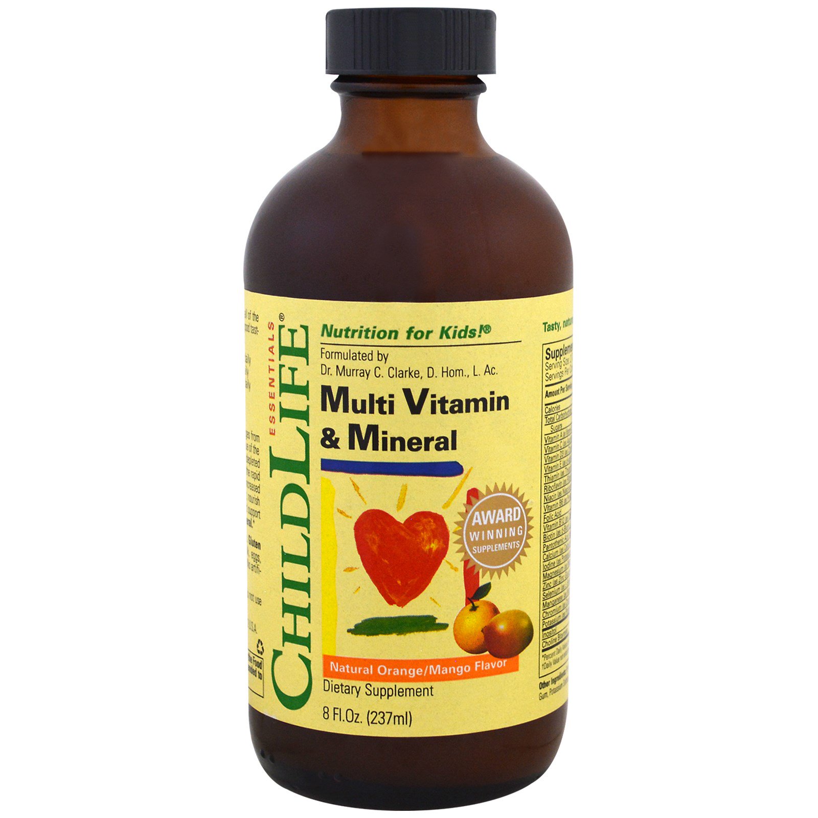 ChildLife, Незаменимые мультивитамины и минеральные элементы со вкусом апельсина/манго, 8 жидких унций (237 мл)
