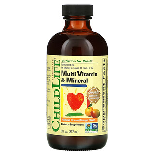ChildLife, Lebenswichtige Multivitamine & Mineralien, natürlicher Orangen-Mango-Geschmack, 8 fl oz (237 ml)