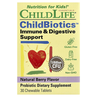 ChildLife Essentials, ChildBiotics™, Immune & Digestive Support, Natural Berry, 30 Chewable Tablets