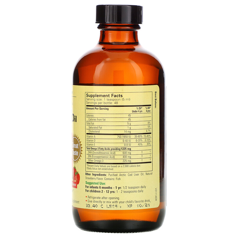 ChildLife, Cod Liver Oil, Natural Strawberry Flavor, 8 fl oz (237 ml
