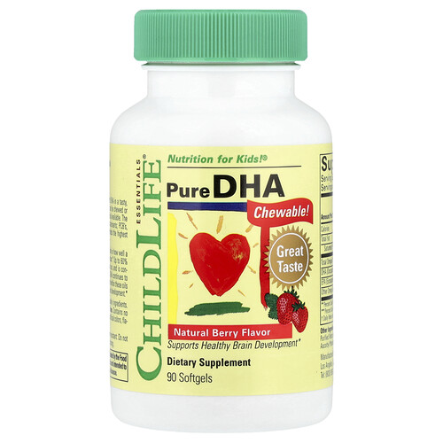 ChildLife Essentials, Pure DHA, reines DHA-Nahrungsergänzungsmittel, natürliche Beere, 90 Weichkapseln