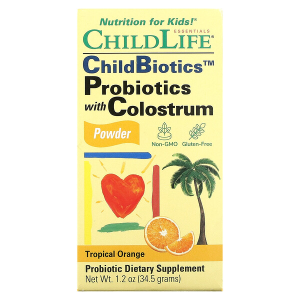 ChildLife, Probiotics with Colostrum Powder, Tropical Orange, 1.2 oz (34.5 g)