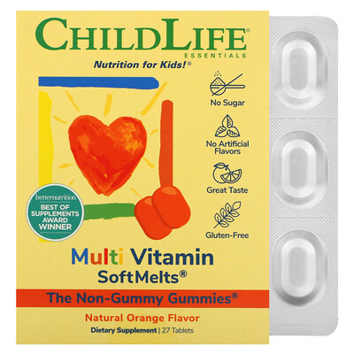 

ChildLife Essentials Multi Vitamin SoftMelts со вкусом натурального апельсина, 27 таблеток