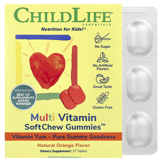 تشايلد لايف اسينشالز‏, Essentials، Multi Vitamin SoftChew Gummies™، بنكهة البرتقال الطبيعي، 27 قرصًا