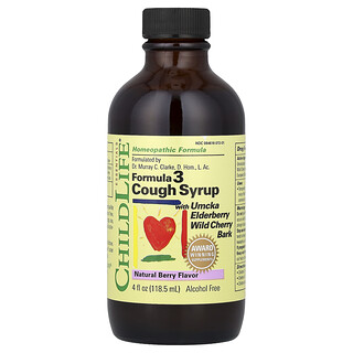 ChildLife Essentials, 포뮬라 3 기침 시럽, 알코올 무함유, 천연 베리 맛, 118.5ml(4fl oz)