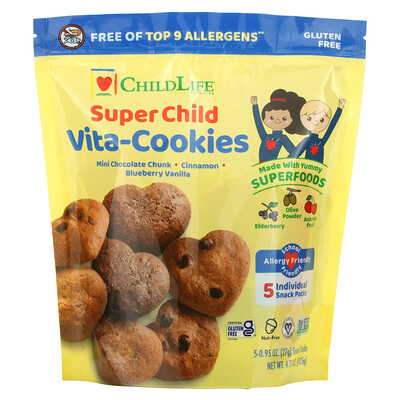 

ChildLife Super-Child Vita-Cookies печенье для детей в ассортименте 5 упаковок снеков по 27 г (0 95 унции)