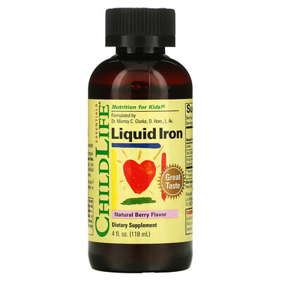 

ChildLife Essentials Liquid Iron, с натуральным ягодным вкусом, 118 мл (4 жидк. унции)