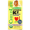 ChildLife, オーガニック、ビタミンK2ドロップ、天然ベリー味、0.406 fl oz (12 ml)