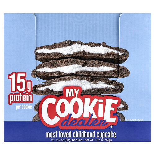 My Cookie Dealer Protein Protein Cookie, Most Loved Childhood Cupcake, 12 Cookies, 2.2 oz (63 g) Each