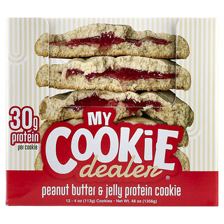 My Cookie Dealer Protein, Proteinkage, jordnøddesmør og gelé, 12 småkager, 113 g pr. stk.