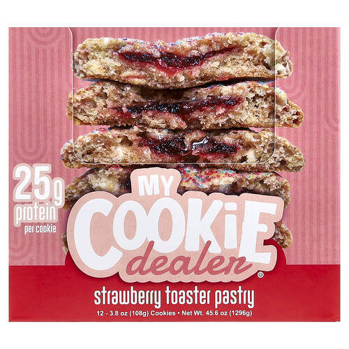 My Cookie Dealer Protein, Protein Cookie, Protein-Cookie, Erdbeer-Toastgebäck, 12 Kekse, je 108 g (3,8 oz.).