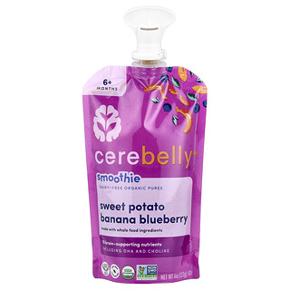 Cerebelly, Smoothie, Purê Orgânico sem Laticínios, Acima de 6 Meses, Batata-Doce, Banana, Mirtilo, 113 g (4 oz)