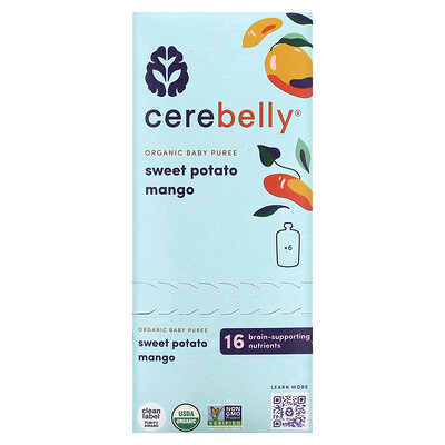 Cerebelly Organic Baby Puree, Sweet Potato, Mango, 6 Pouches, 4 oz (113 g) Each