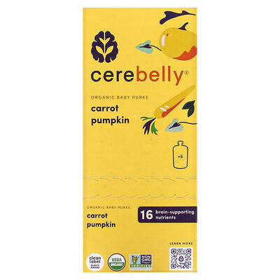 

Cerebelly Organic Baby Puree, Carrot Pumpkin, 6 Pouches, 4 oz (113 g) Each