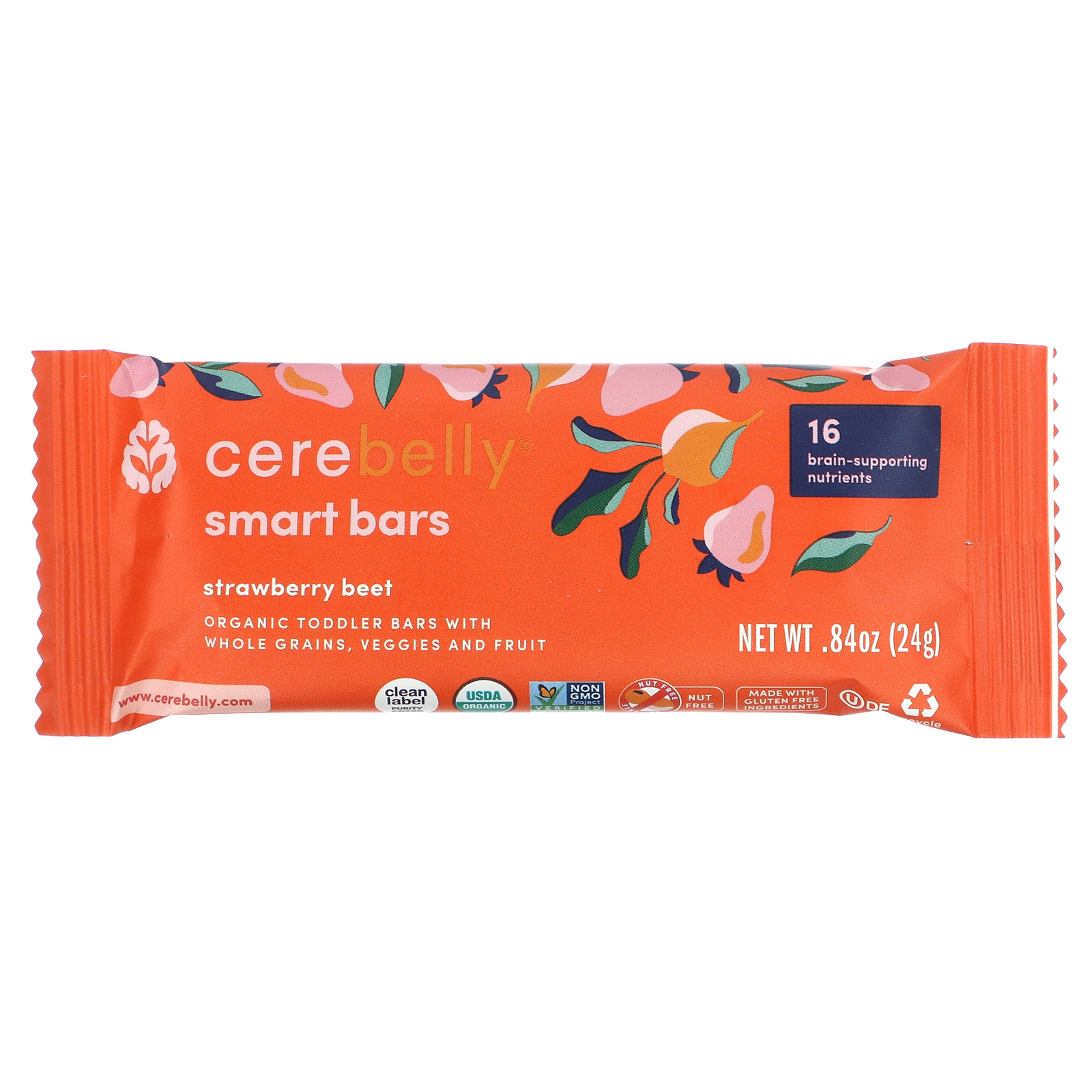 thumbnail image 2 of 2 Pack) Cerebelly Organic Smart Bar, For Toddlers, Strawberry Beet, 5 Count 2 of 12