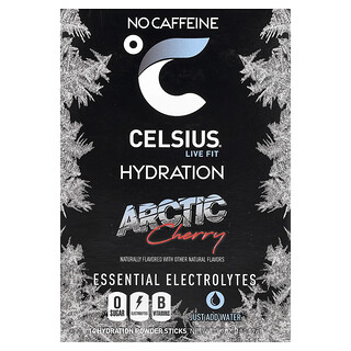 Celsius, Live Fit, Hydration, Essential Electrolytes, No Caffeine, Arctic Cherry, 14 Powder Sticks, 0.26 oz (7.43 g) Each
