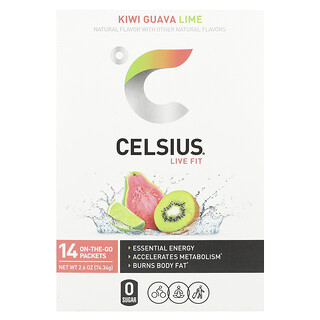 Celsius, Live Fit, Kiwi, guayaba y lima, 14 sobres para llevar, 5,31 g (0,19 oz) cada uno