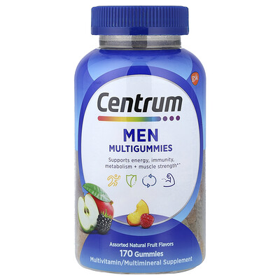 Product Image for Centrum, Men Multigummies, Assorted Natural Fruit, 170 Gummies