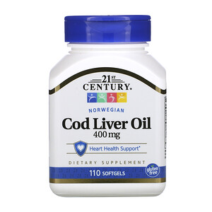 Отзывы о 21 Сенчури, Norwegian Cod Liver Oil, 400 mg, 110 Softgels