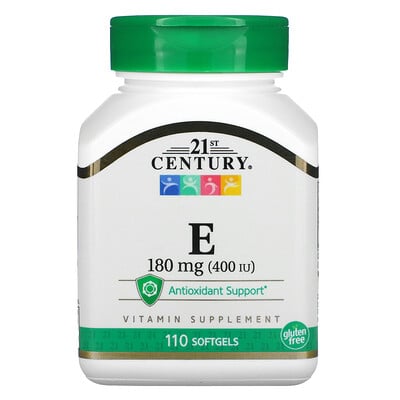 21st Century Витамин Е, 180 мг (400 МЕ), 110 мягких желатиновых капсул