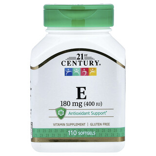 21st Century, Vitamin E, 180 mg (400 IU), 110 Kapsul Gel Lunak