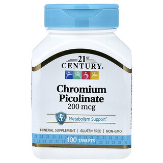 21st Century, Chrom Picolinate, Chrompicolinat, 200 mcg, 100 Tabletten