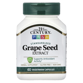 21st Century, Grape Seed Extract, Standardized, 60 Vegetarian Capsules (50 mg per Capsule)