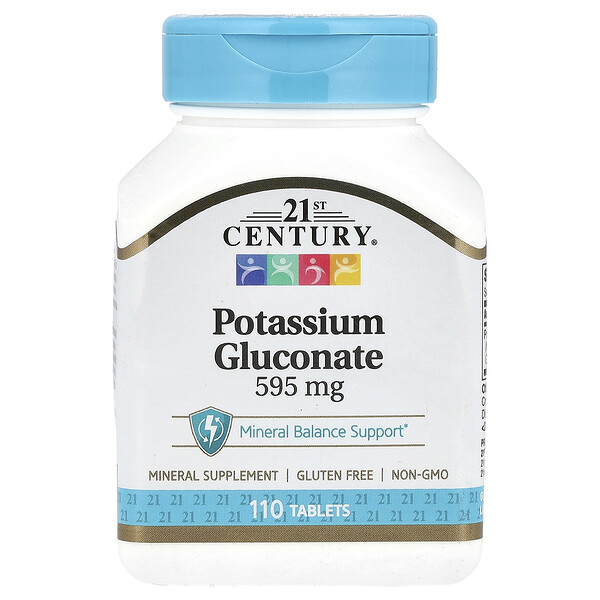 21st Century Potassium Gluconate, 595 mg, 110 Tablets