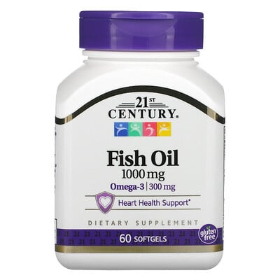 21st Century Рыбий жир, 1000 мг, 60 мягких желатиновых капсул