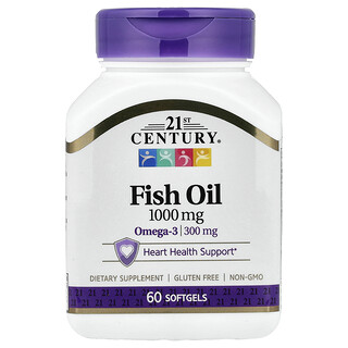 21st Century, Minyak Ikan, 1.000 mg, 60 Kapsul Gel Lunak