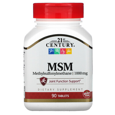 21st Century МСМ, метилсульфонилметан, 1000 мг, 90 таблеток