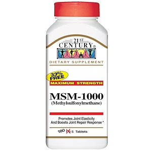 21st Century, MSM-1000 Maximum Strength, 1,000 mg, 180 Tablets