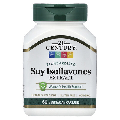 21st Century, Extracto de isoflavonas de soya, Suplemento estandarizado, 60 cápsulas vegetales (50 mg por cápsula)