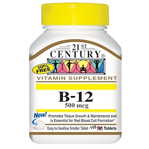 21st Century, Витамин B-12, 500 мкг, 110 таблеток