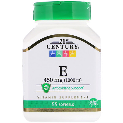 21st Century E, 450 mg (1,000 IU), 55 Softgels