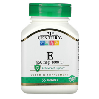 21st Century, Vitamina E, 450 mg (1000 UI), 55 cápsulas blandas