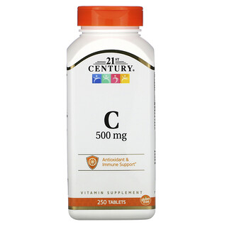 21st Century, Vitamina C, 500 mg, 250 comprimidos