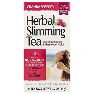 21st Century, Herbal Slimming Tea, Cranraspberry, Caffeine Free, 24 Tea Bags, 1.7 oz (48 g)