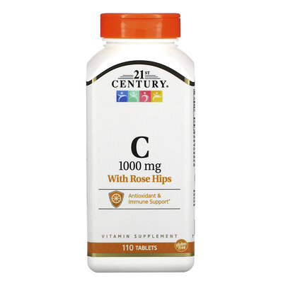 21st Century витамин С с плодами шиповника, 1000 мг, 110 таблеток