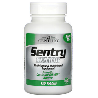 21st Century, Sentry Senior، مكمل غذائي متعدد الفيتامينات والمعادن، للبالغين أكبر من 50 عامًا، 125 قرصًا